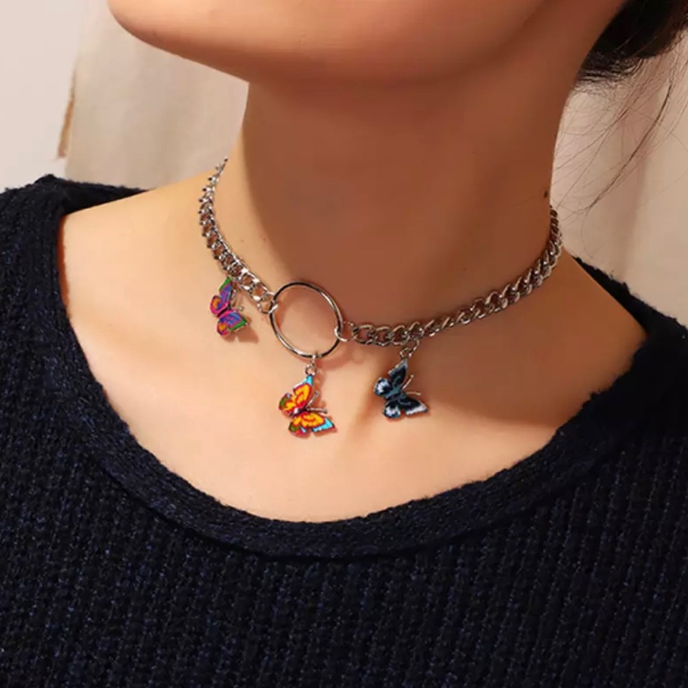 Butterfly Circle Necklace Choker